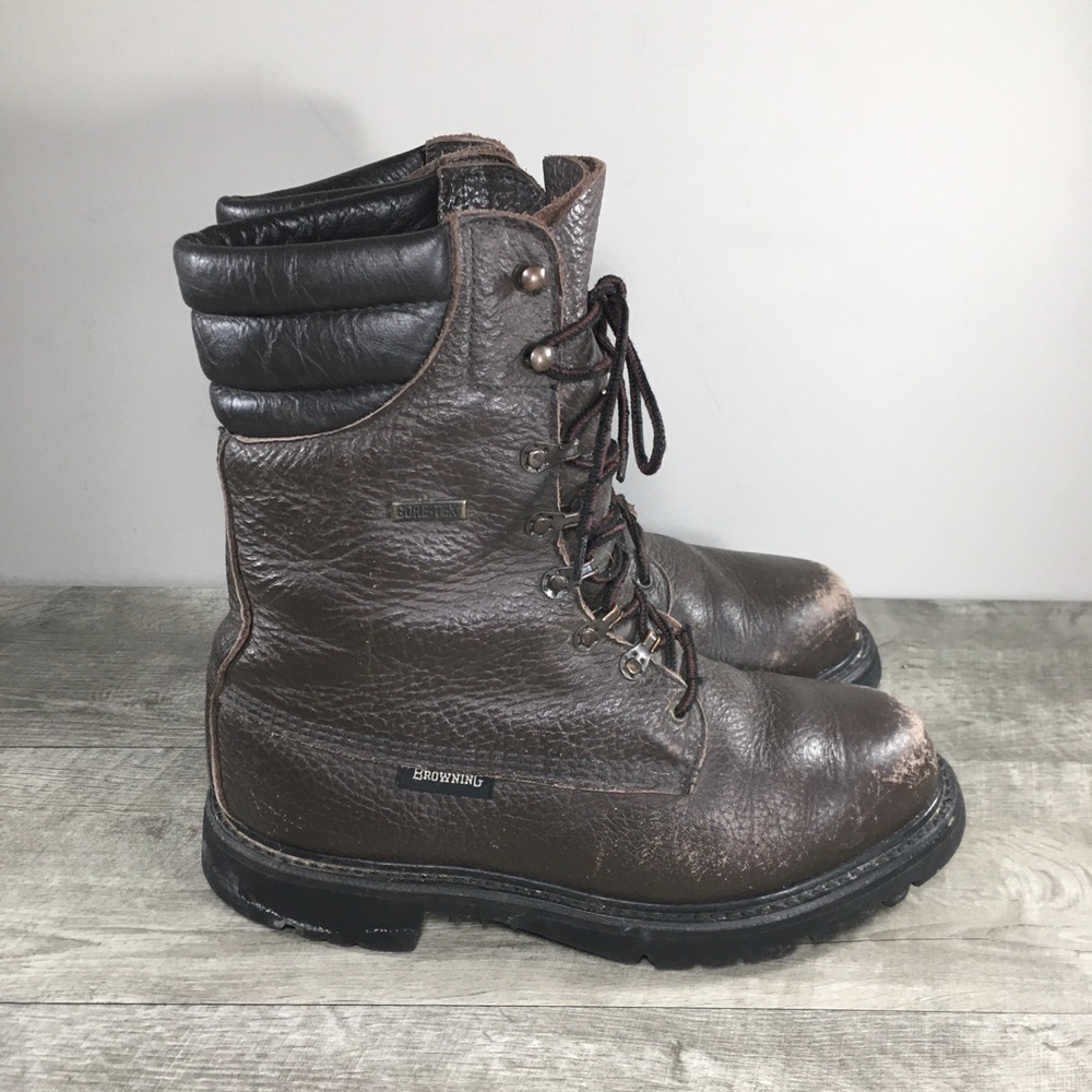Vintage Browning Sport Upland Work Mens Hunting Brown Leather Gore-Tex Boots 7.5
